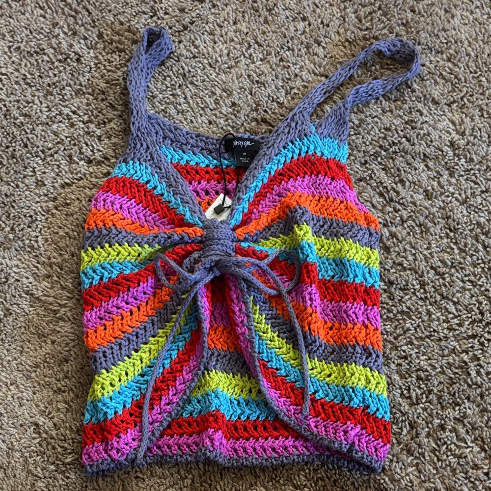 Nasty Gal Multicolor Crochet Top